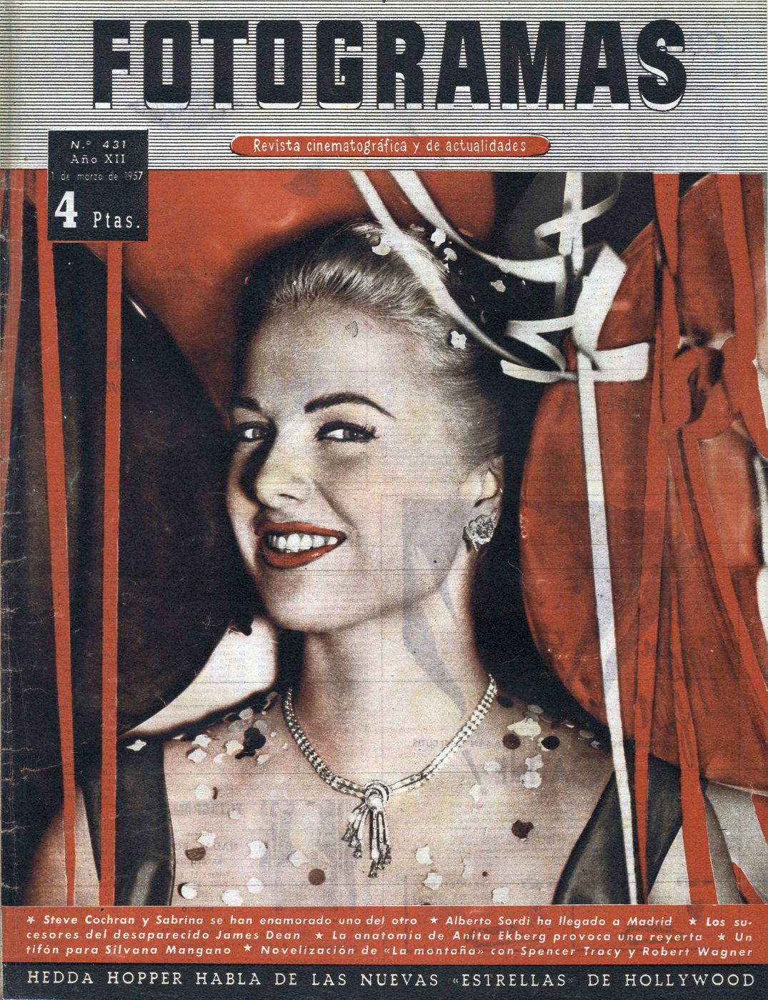 FOTOGRAMAS magazine side cover Issue 431 1 March 1957