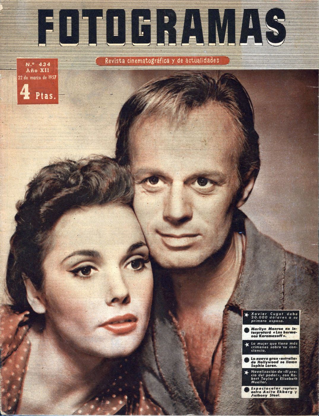 FOTOGRAMAS magazine side cover Issue 434 22 March 1957