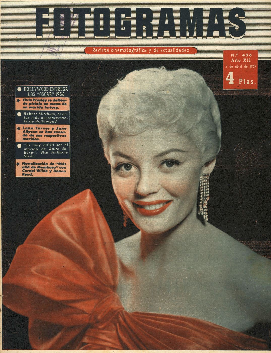 FOTOGRAMAS magazine side cover Issue 436 5 April 1957