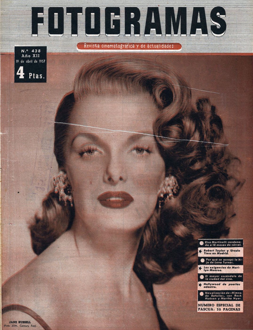 FOTOGRAMAS magazine side cover Issue 438 19 April 1957