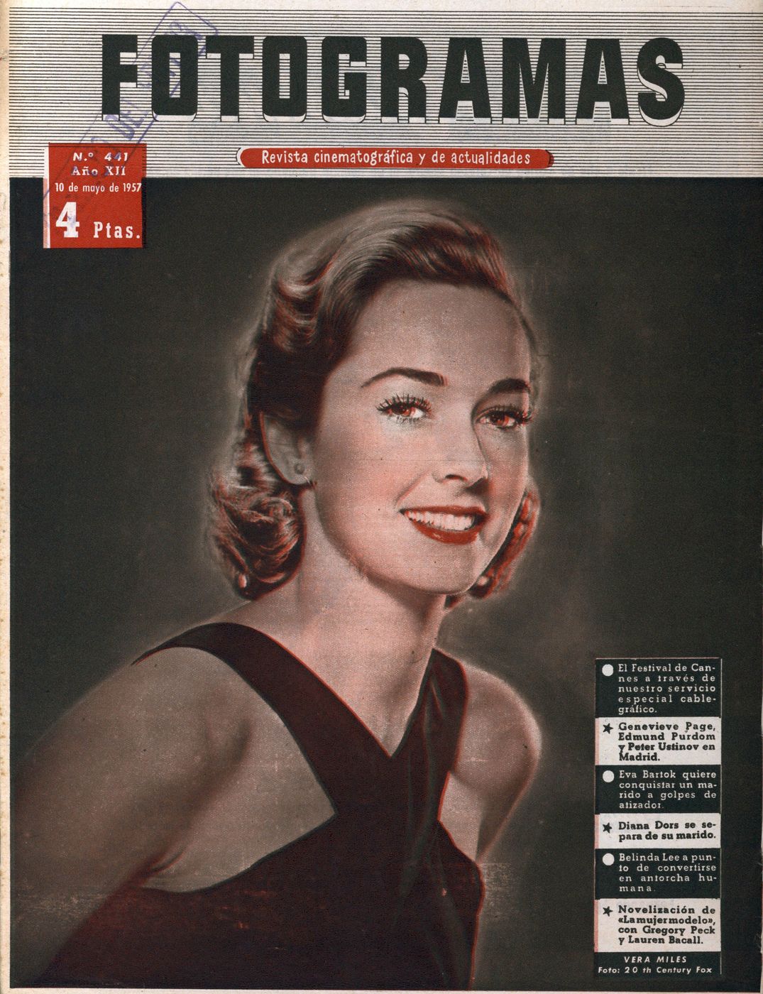 FOTOGRAMAS magazine side cover Issue 441 10 May 1957