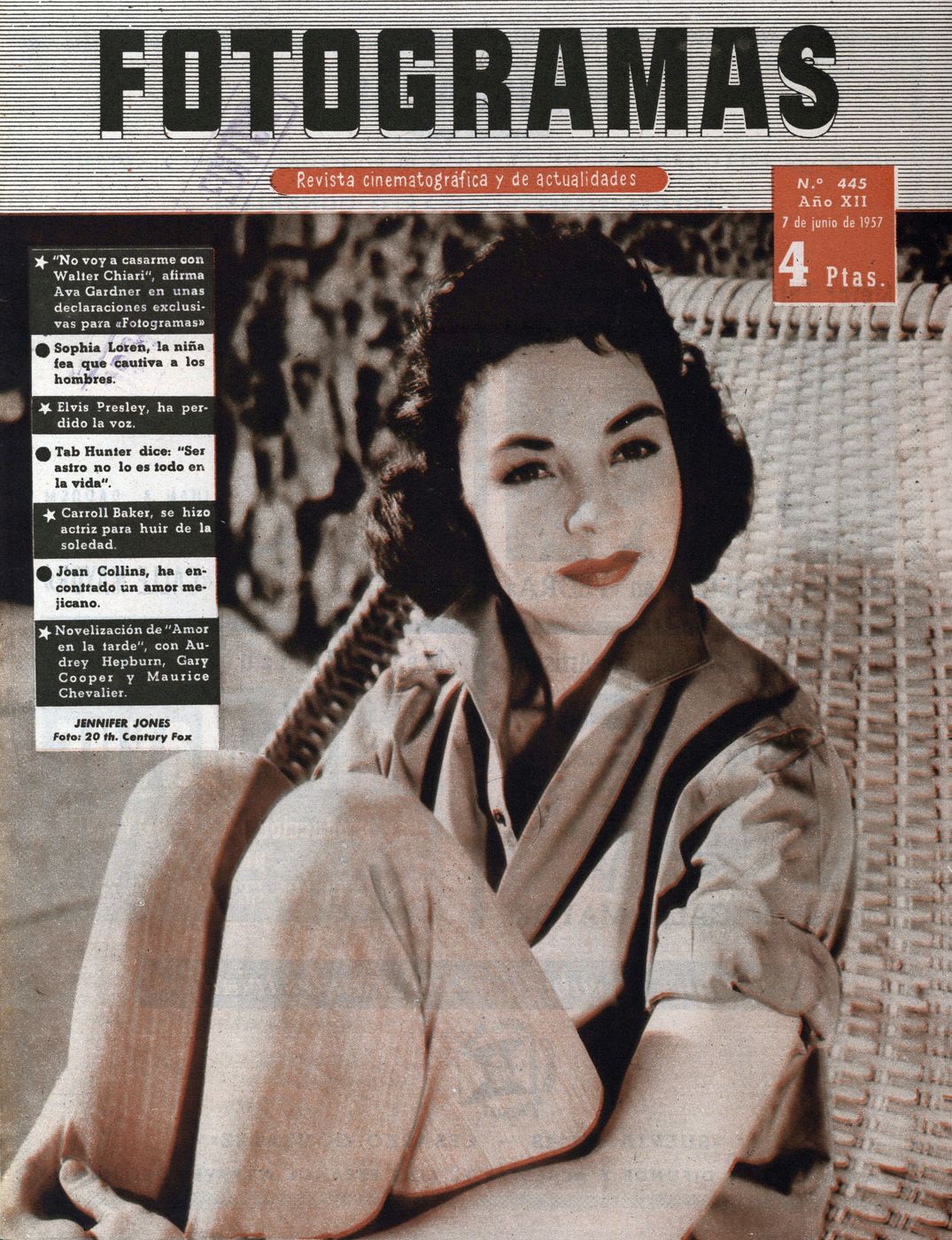 FOTOGRAMAS magazine side cover Issue 445 7 June 1957