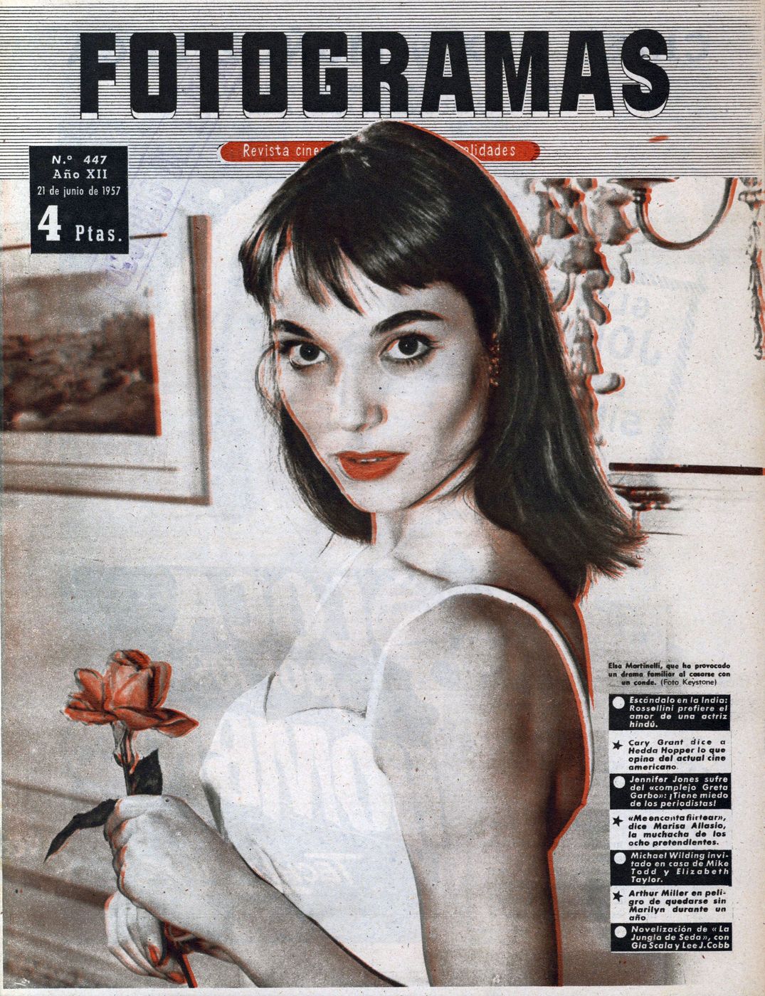 FOTOGRAMAS magazine side cover Issue 447 21 June 1957