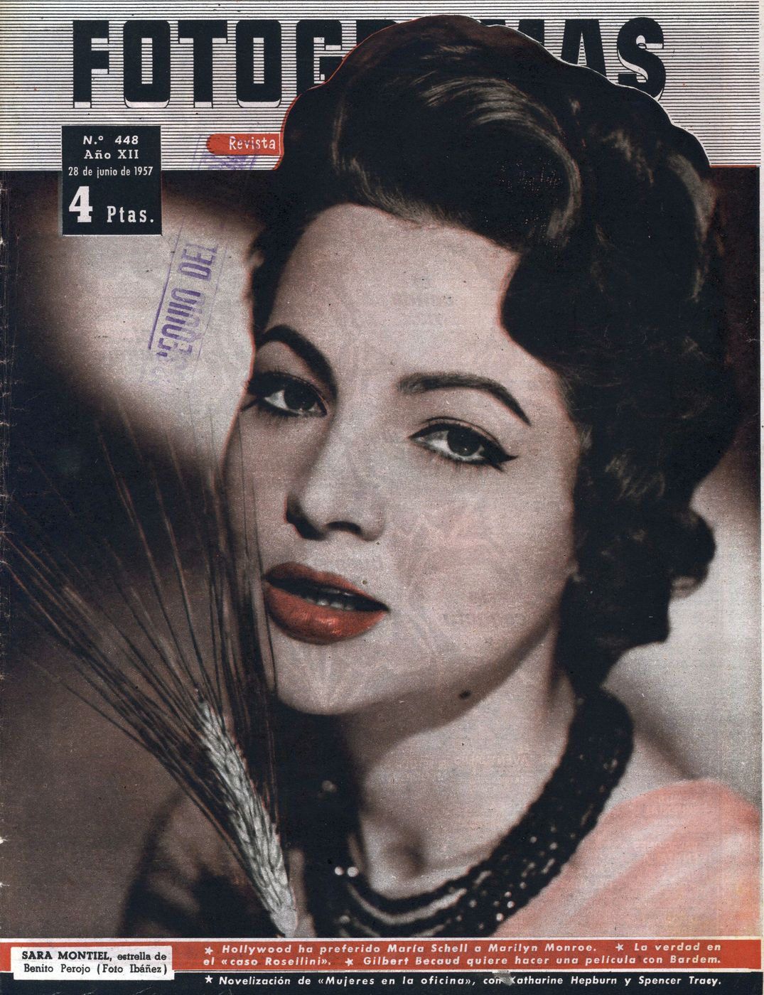FOTOGRAMAS magazine side cover Issue 448 28 June 1957
