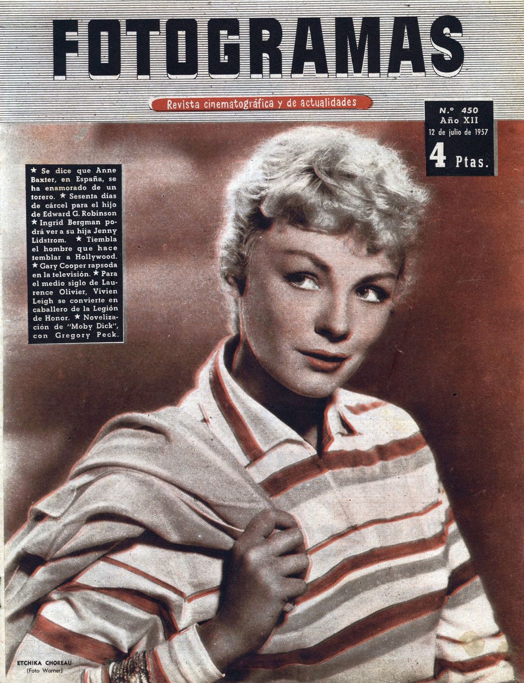 FOTOGRAMAS magazine side cover Issue 450 12 July 1957