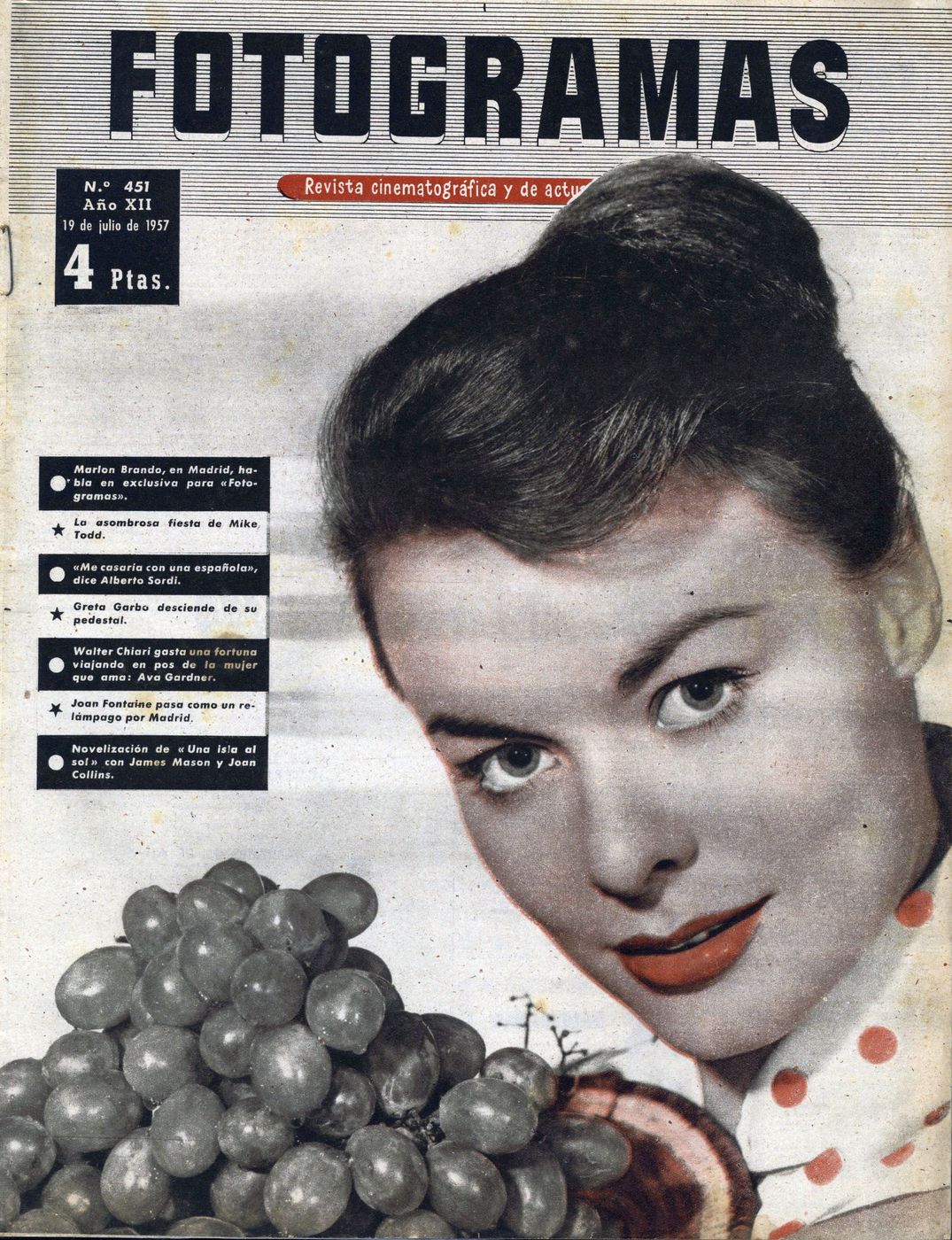 FOTOGRAMAS magazine side cover Issue 451 19 July 1957