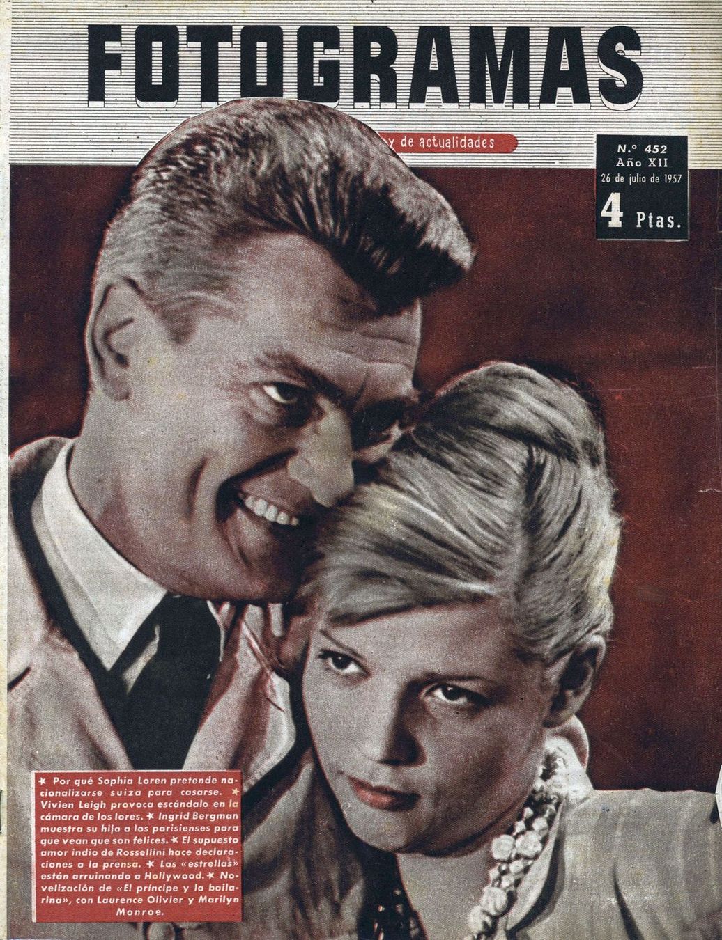 FOTOGRAMAS magazine side cover Issue 452 26 July 1957