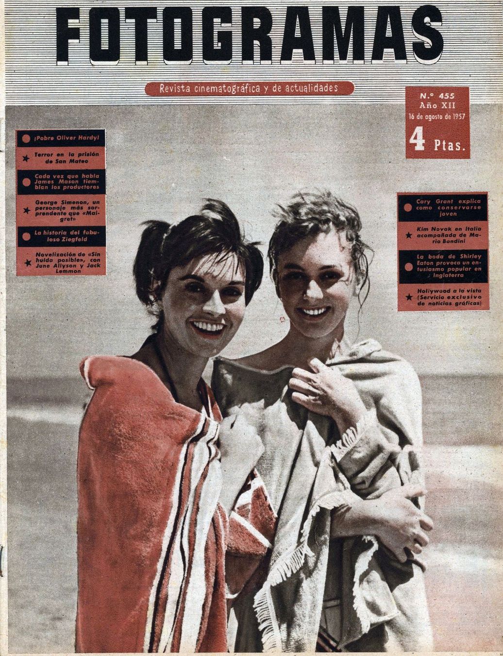 FOTOGRAMAS magazine side cover Issue 455 16 August 1957