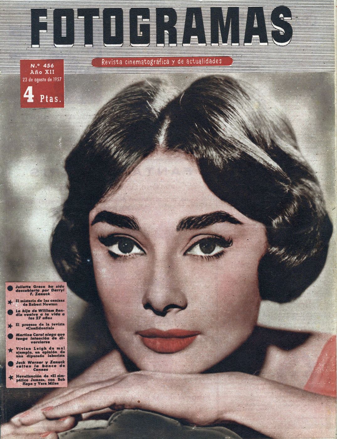 FOTOGRAMAS magazine side cover Issue 456 23 August 1957