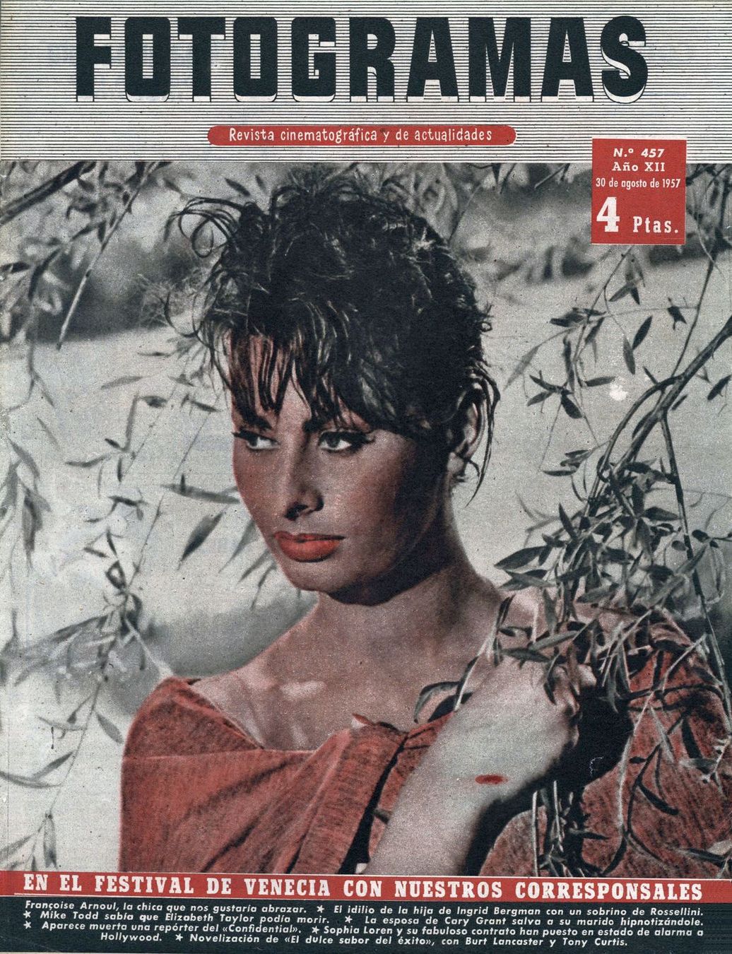 FOTOGRAMAS magazine side cover Issue 457 30 August 1957
