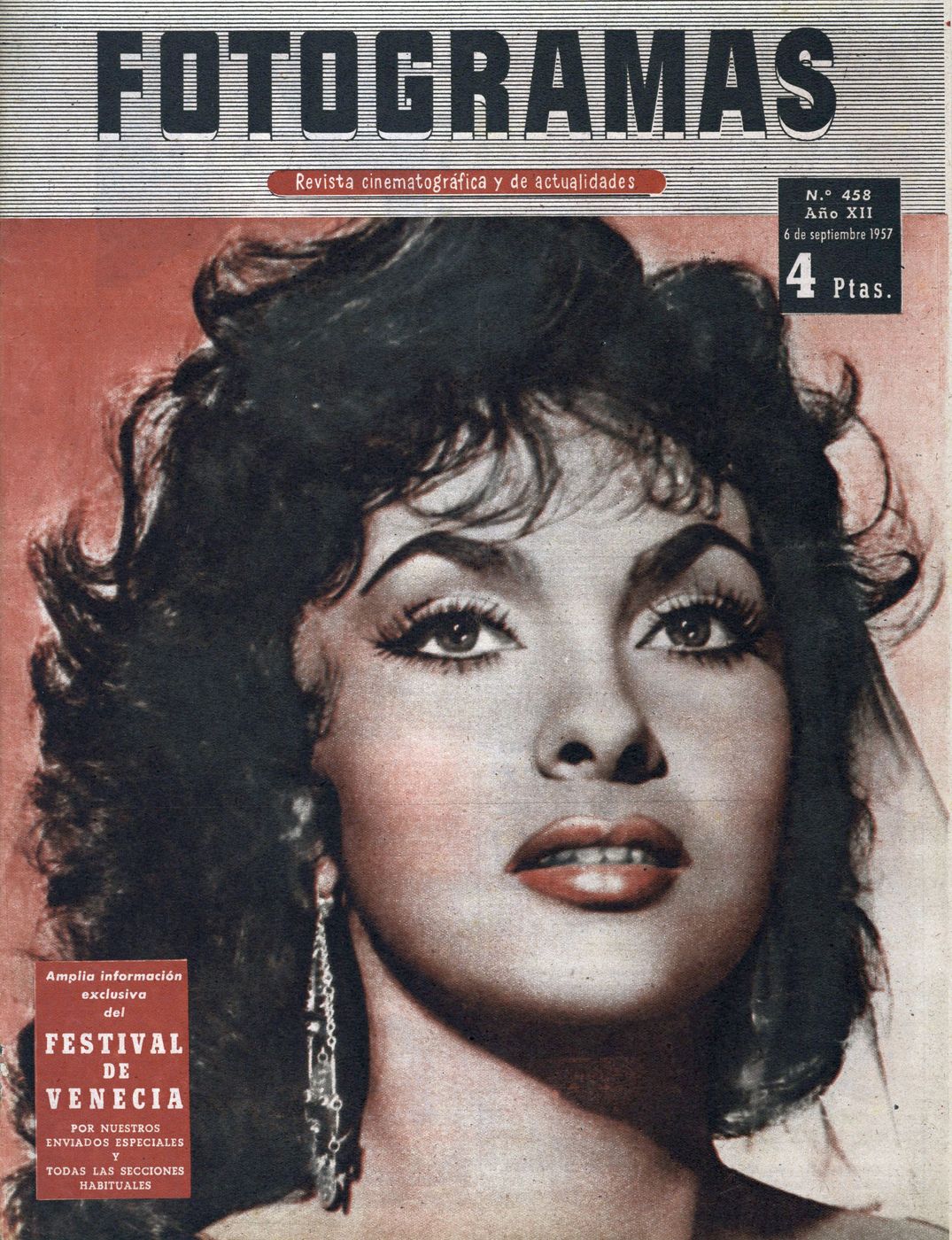 FOTOGRAMAS magazine side cover Issue 458 6 September 1957