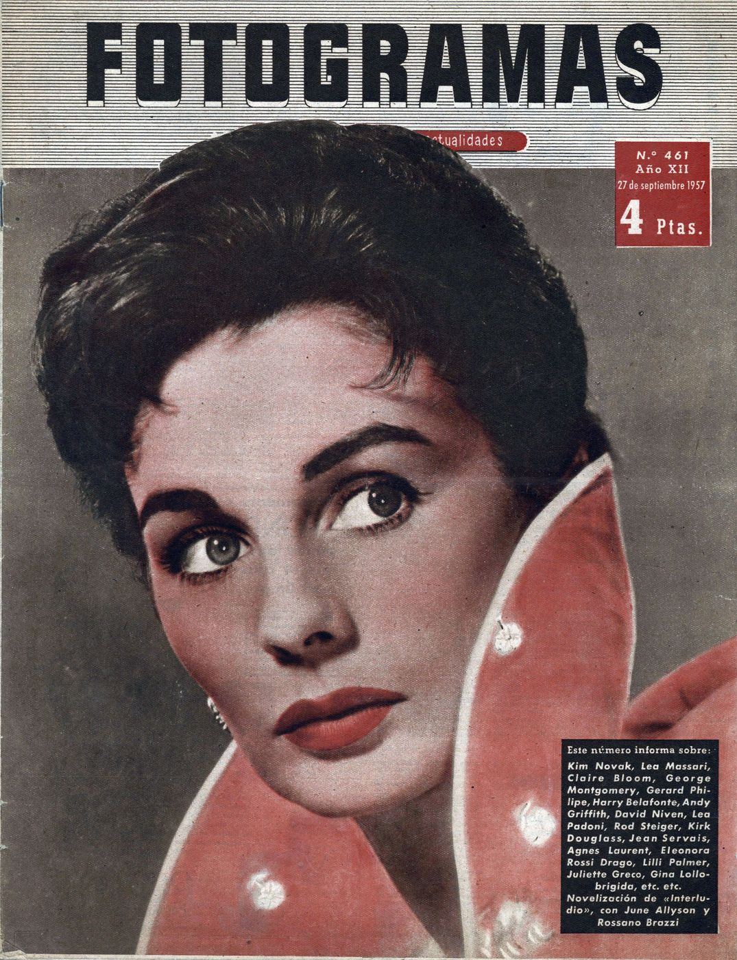 FOTOGRAMAS magazine side cover Issue 461 27 September 1957