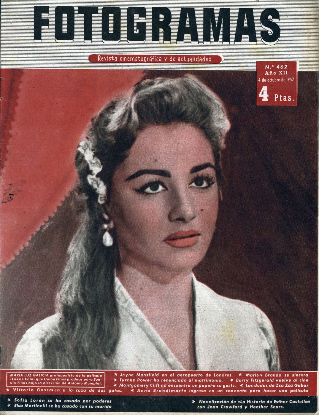 FOTOGRAMAS magazine side cover Issue 462 4 October 1957
