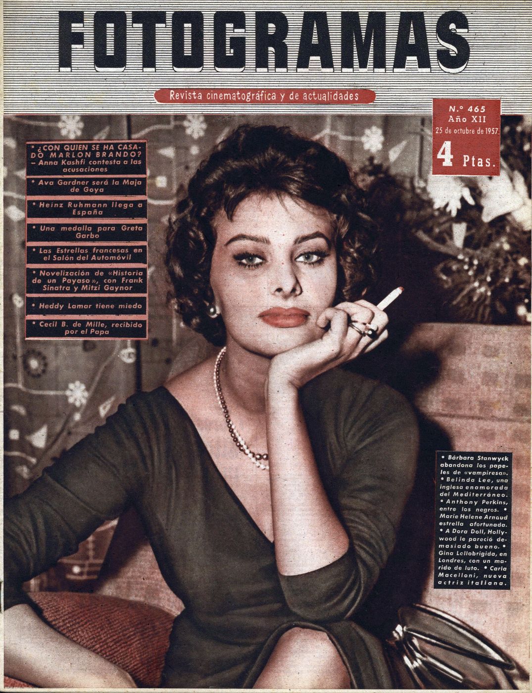 FOTOGRAMAS magazine side cover Issue 465 25 October 1957