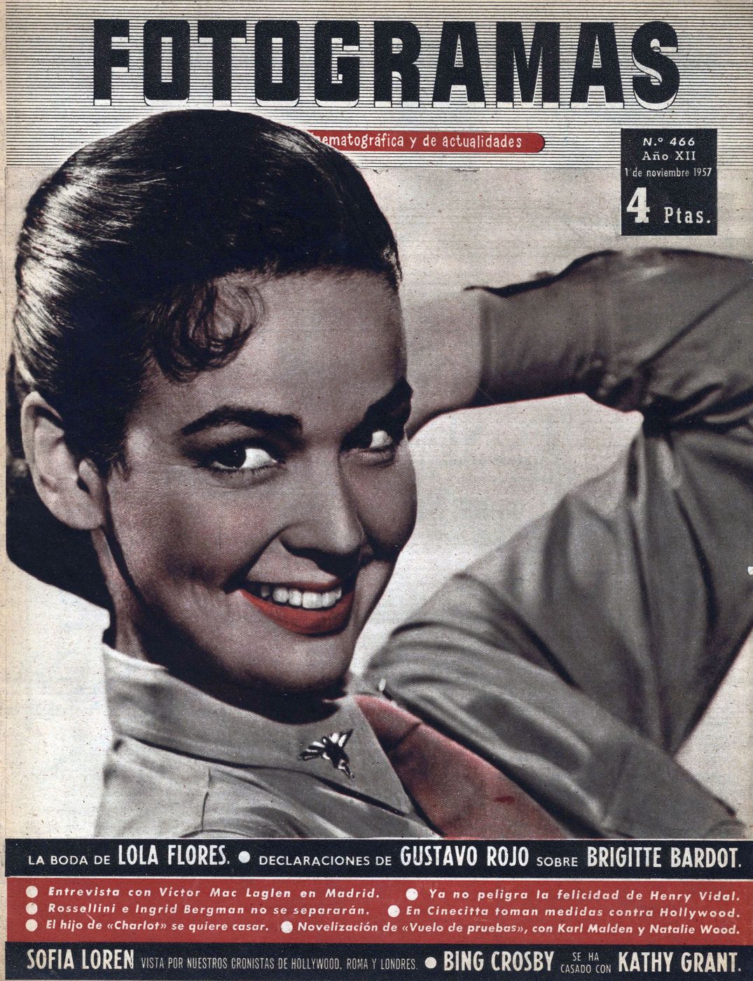 FOTOGRAMAS magazine side cover Issue 466 1 November 1957