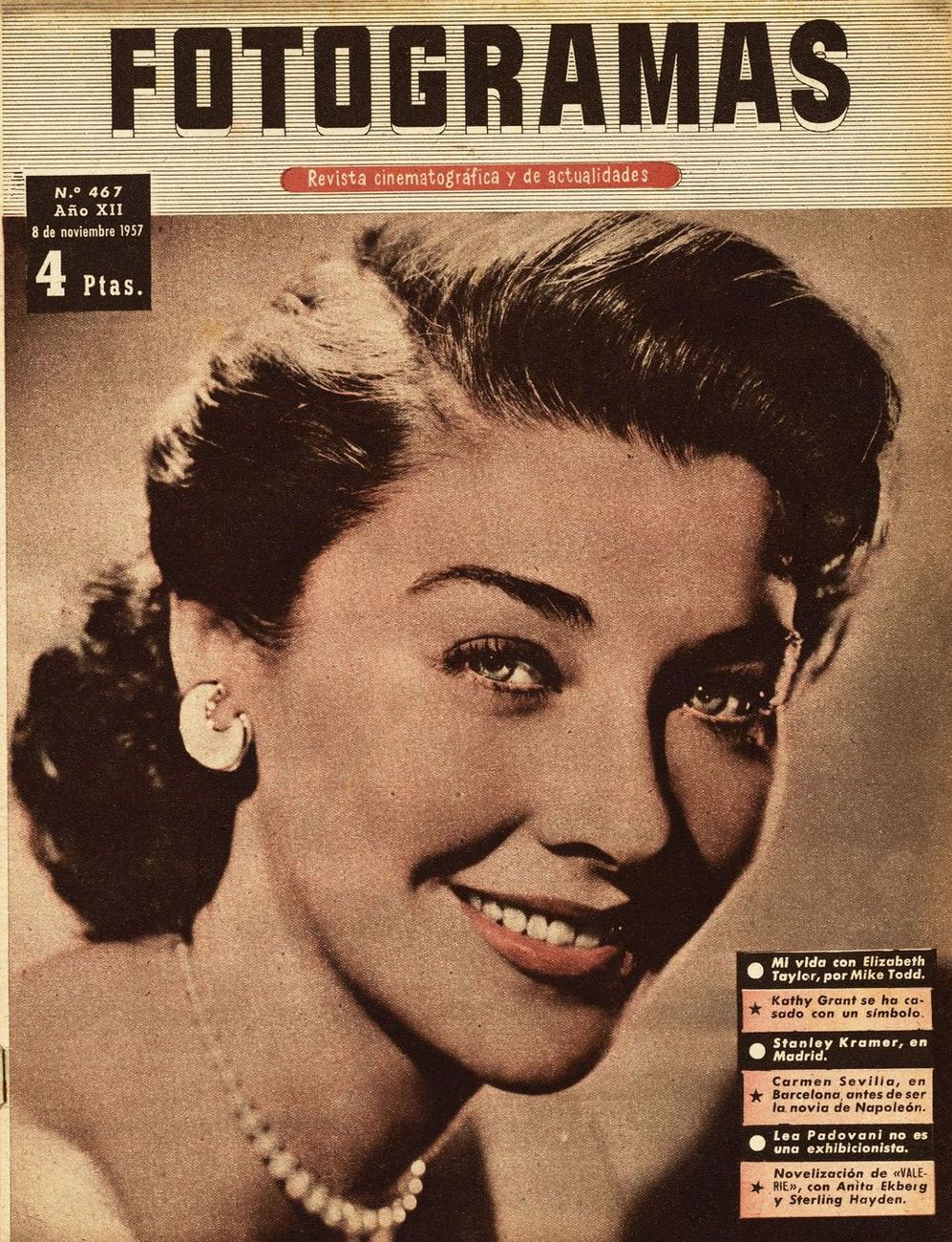 FOTOGRAMAS magazine side cover Issue 467 8 November 1957