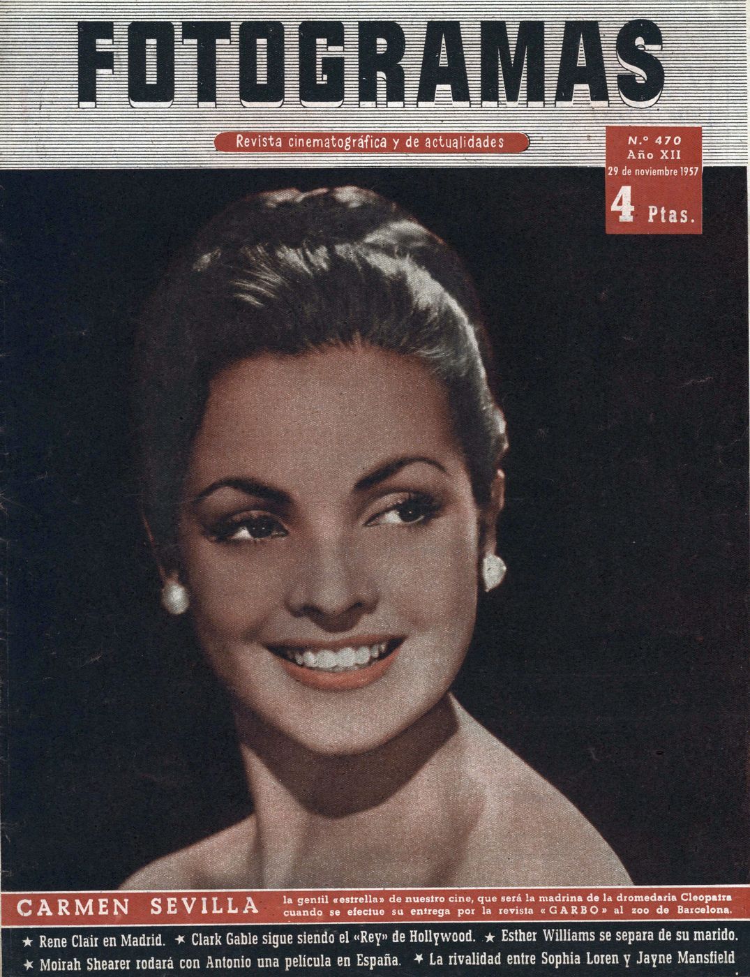 FOTOGRAMAS magazine side cover Issue 470 29 November 1957