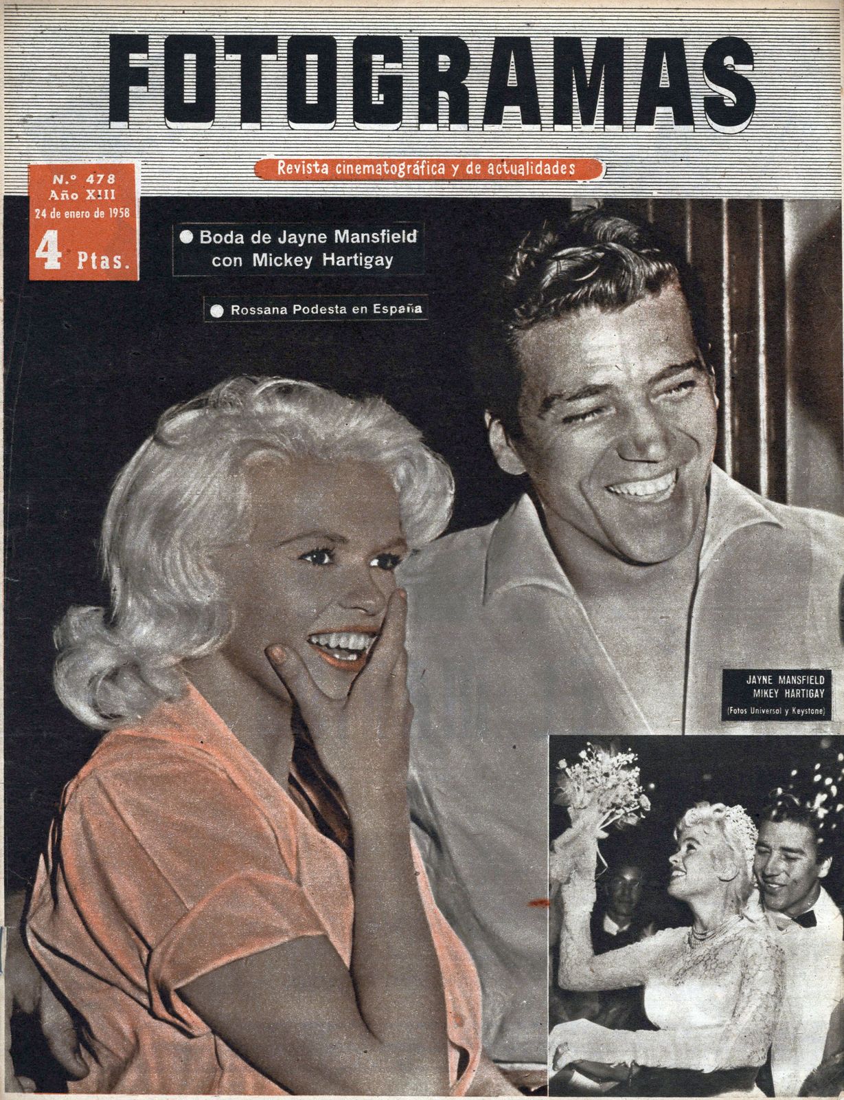 FOTOGRAMAS magazine side cover Issue 478 24 January 1958