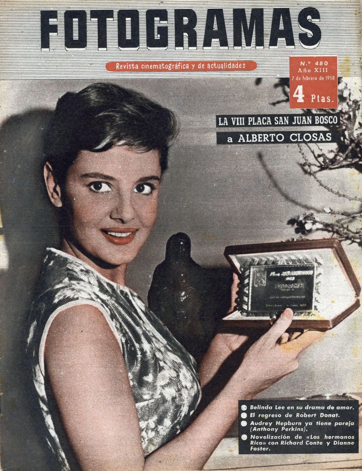 FOTOGRAMAS magazine side cover Issue 480 7 February 1958