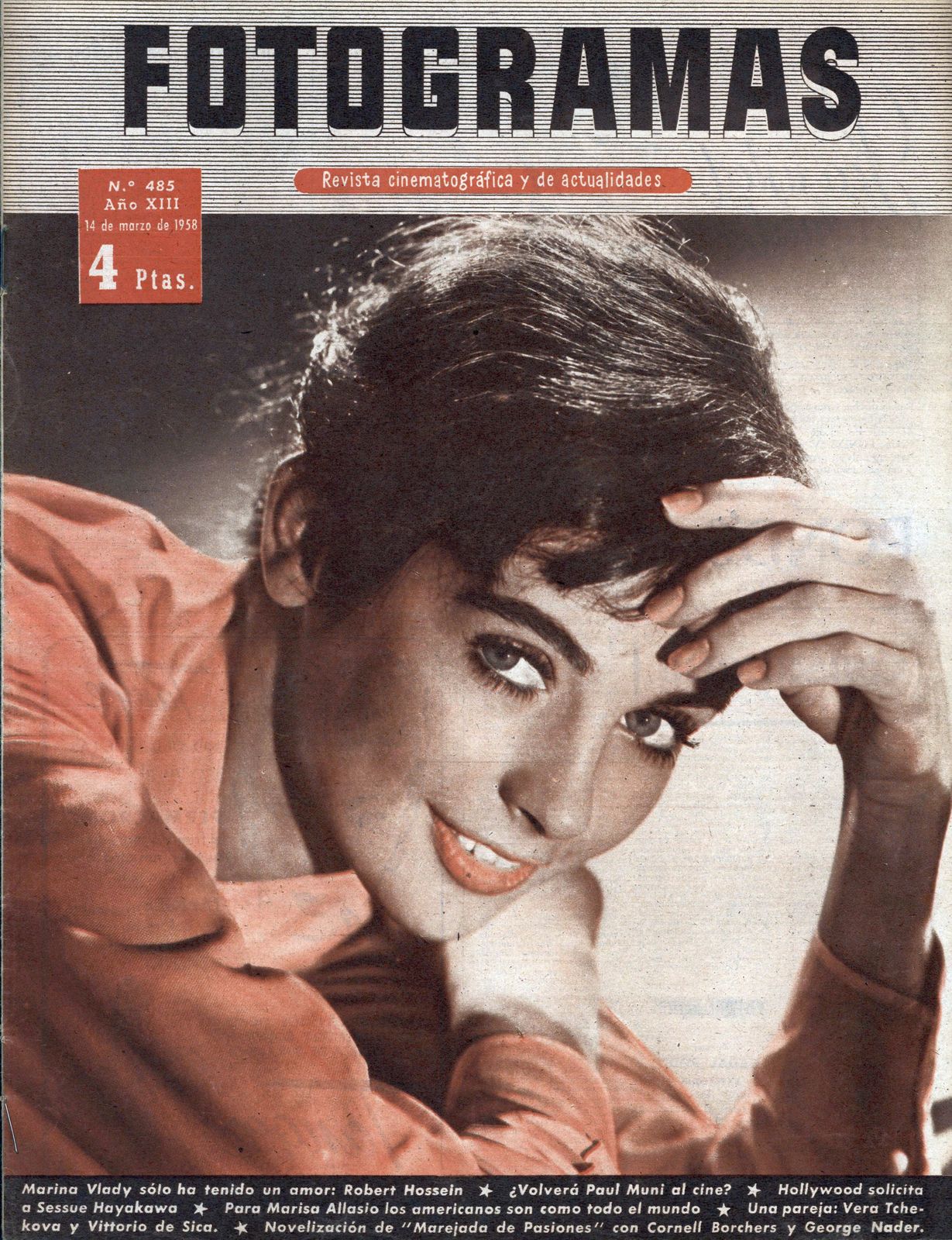 FOTOGRAMAS magazine side cover Issue 485 14 March 1958