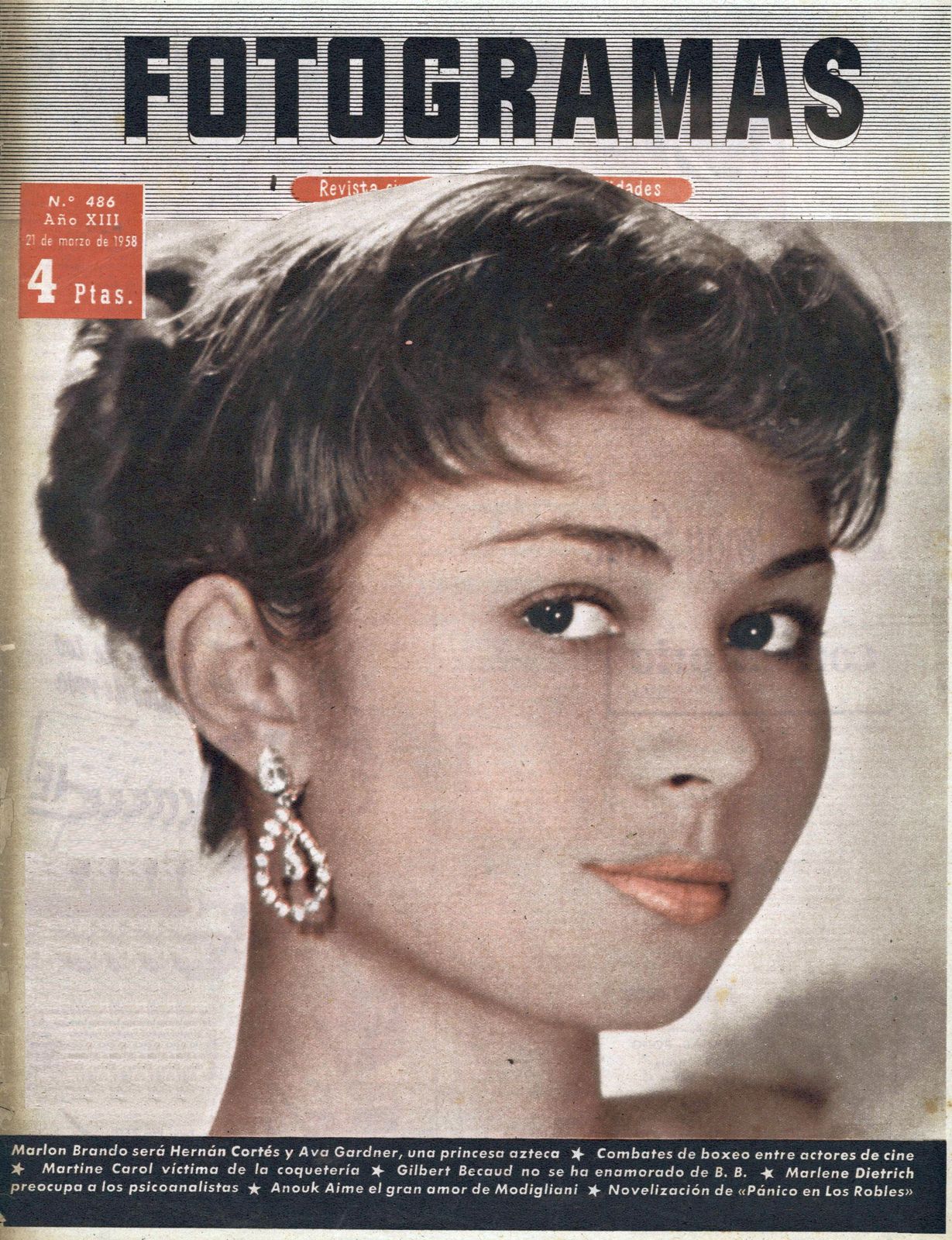 FOTOGRAMAS magazine side cover Issue 486 21 March 1958