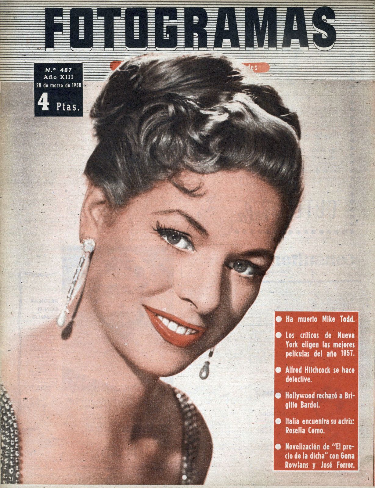 FOTOGRAMAS magazine side cover Issue 487 28 March 1958