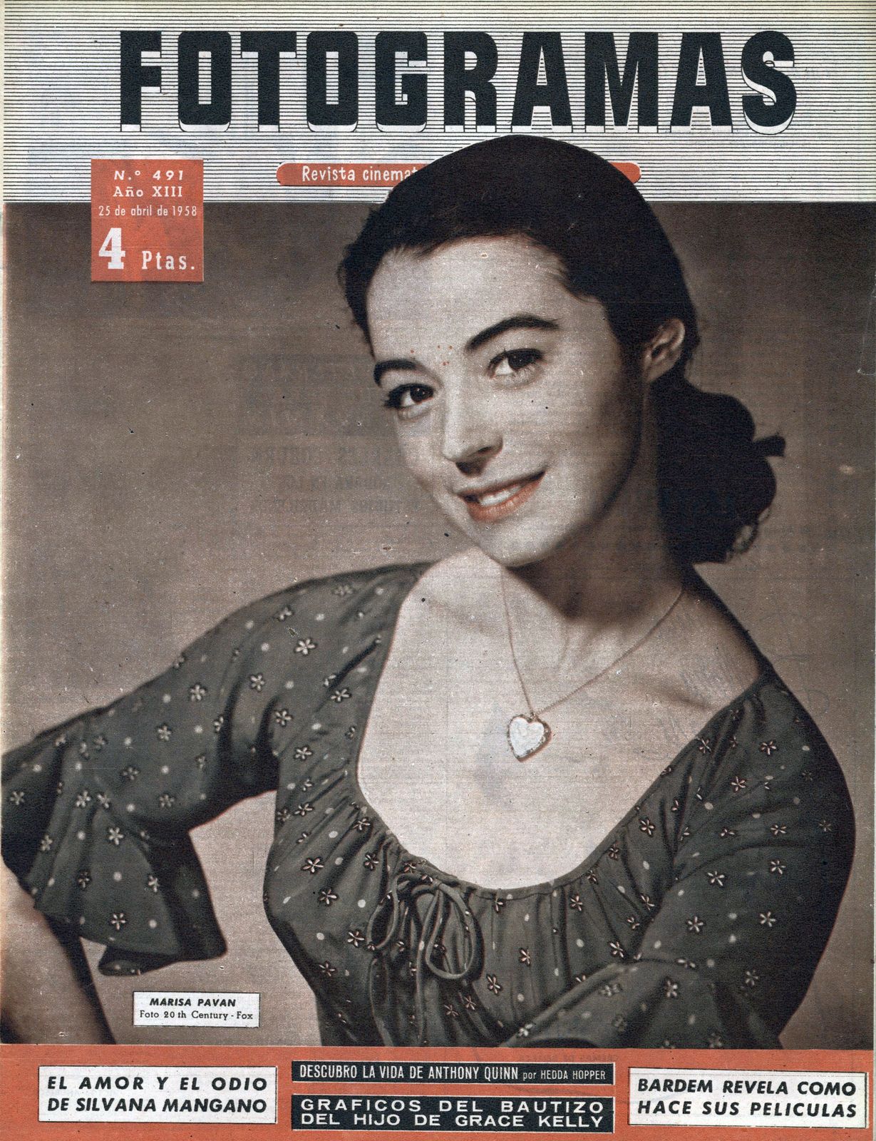 FOTOGRAMAS magazine side cover Issue 491 25 April 1958
