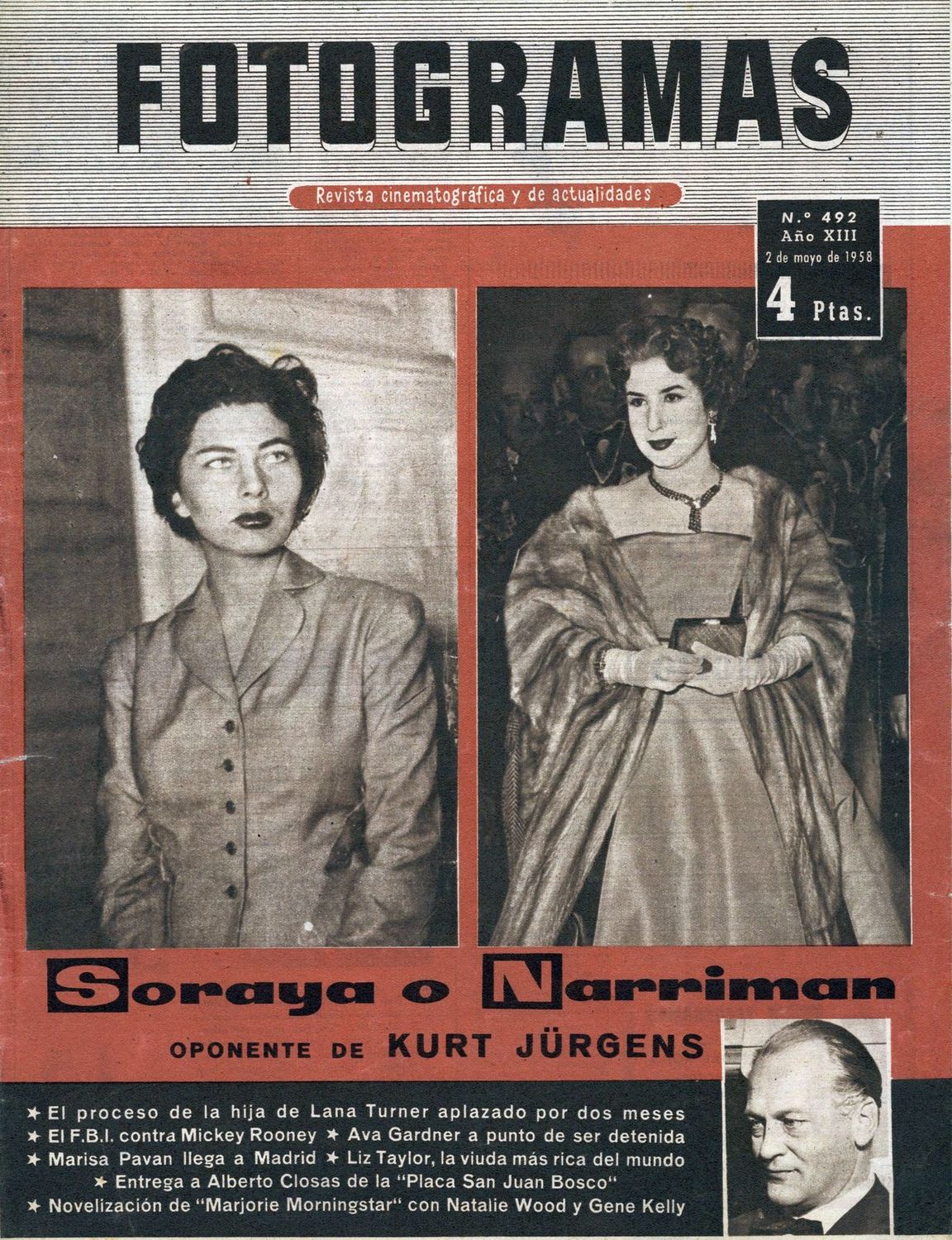 FOTOGRAMAS magazine side cover Issue 492 2 May 1958
