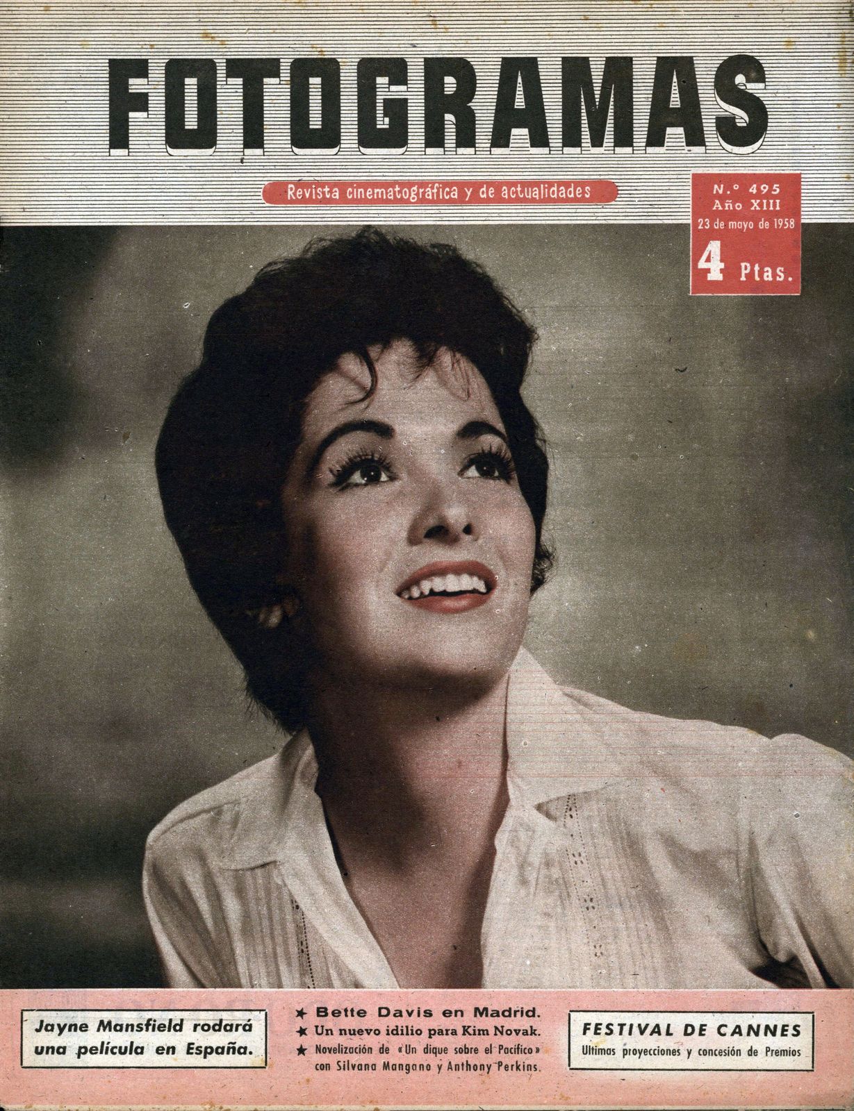FOTOGRAMAS magazine side cover Issue 495 23 May 1958