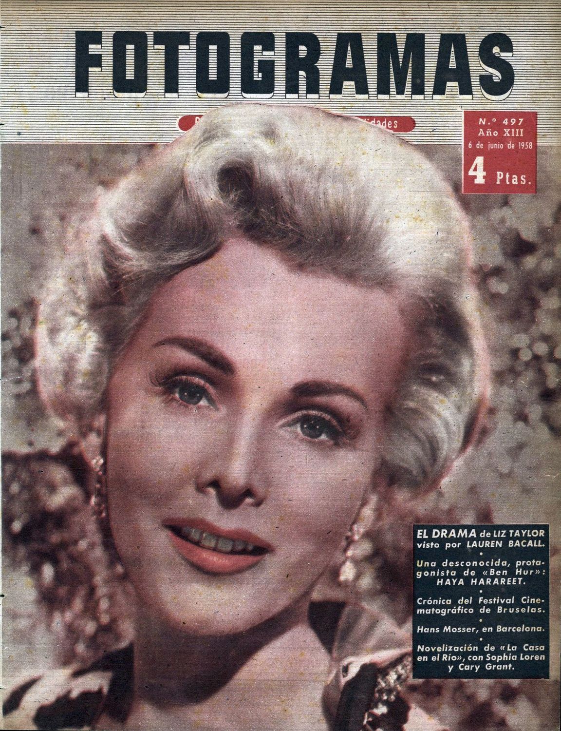 FOTOGRAMAS magazine side cover Issue 497 6 June 1958