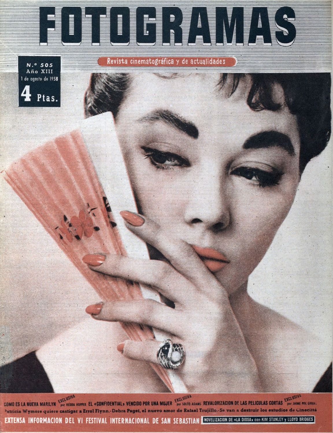 FOTOGRAMAS magazine side cover Issue 505 1 August 1958