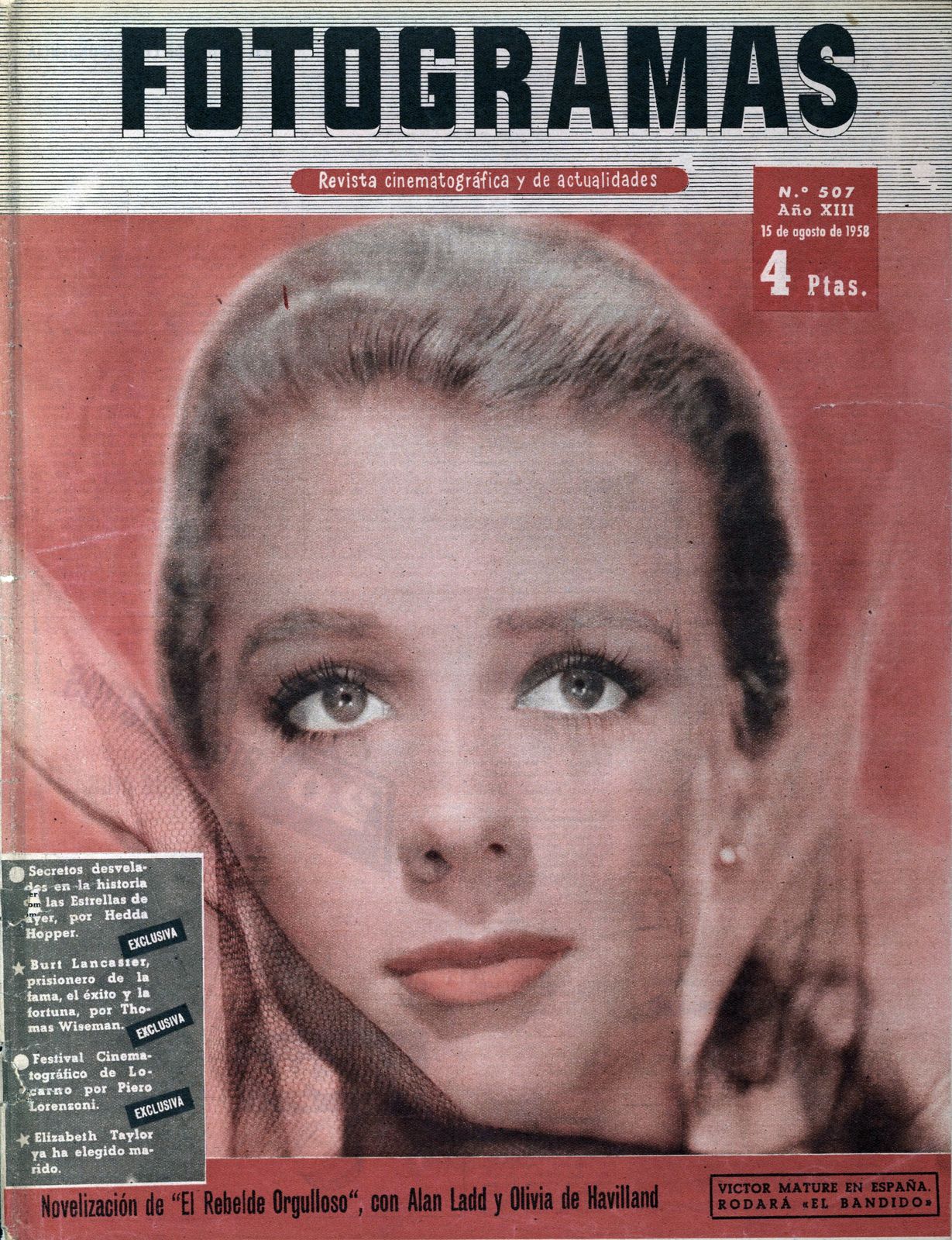 FOTOGRAMAS magazine side cover Issue 507 15 August 1958