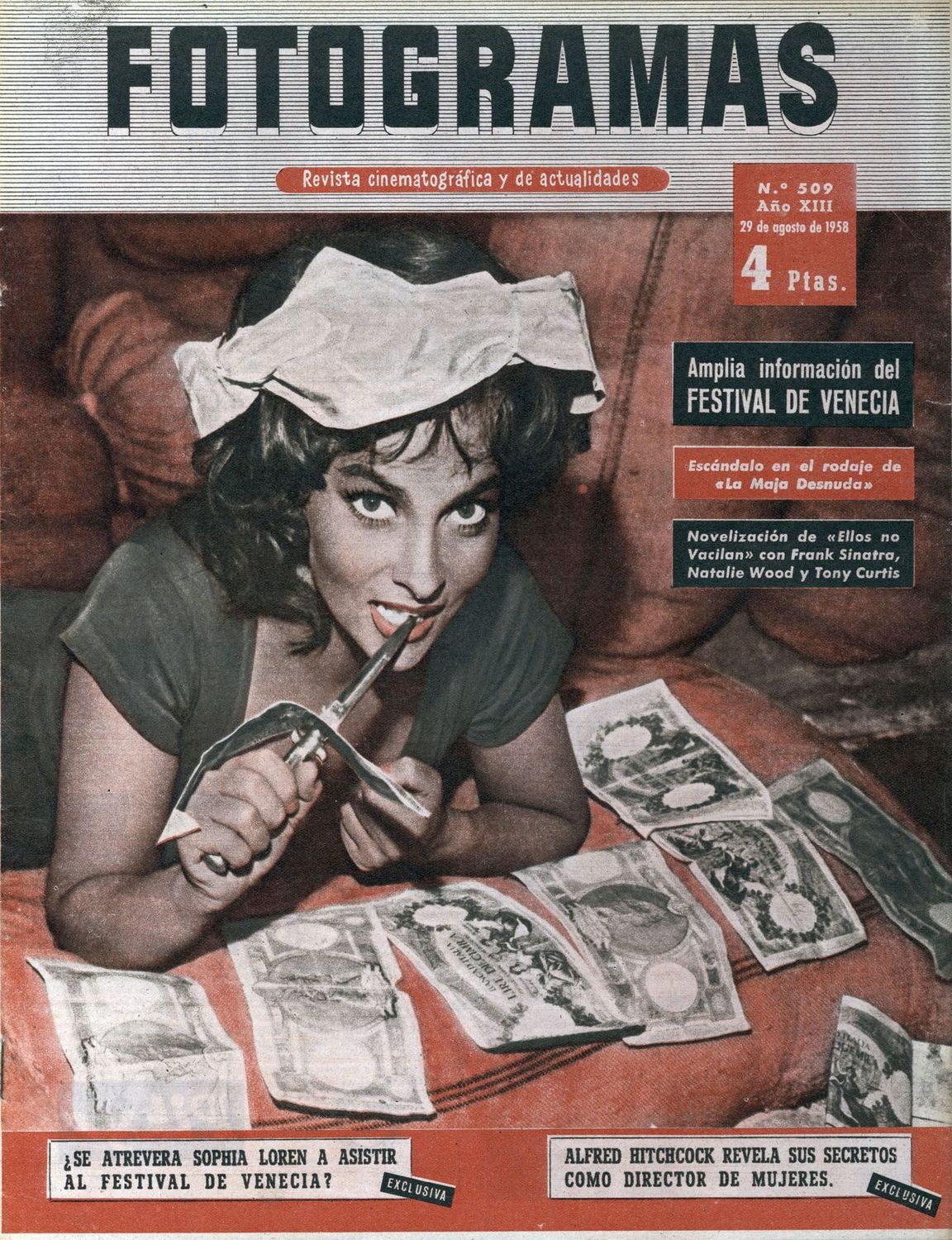 FOTOGRAMAS magazine side cover Issue 509 29 August 1958