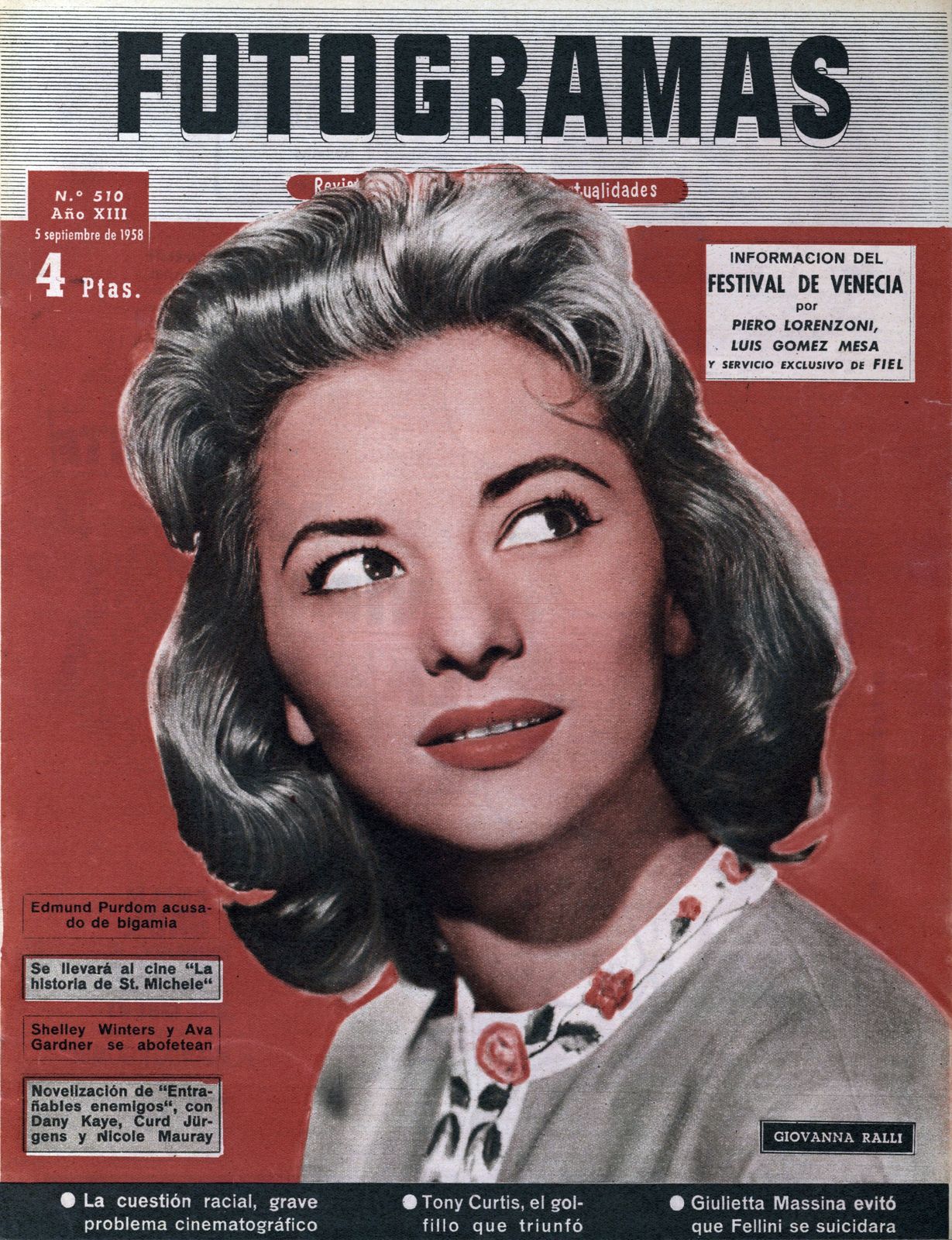 FOTOGRAMAS magazine side cover Issue 510 5 September 1958