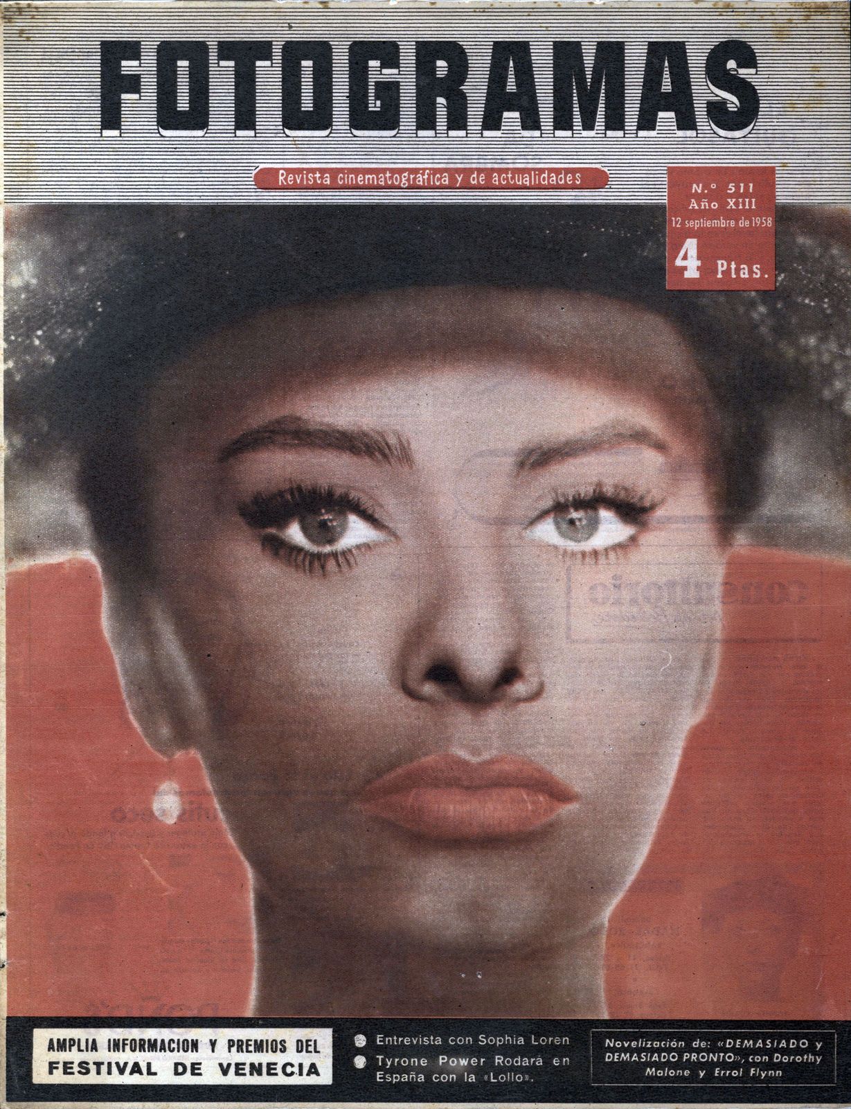 FOTOGRAMAS magazine side cover Issue 511 12 September 1958