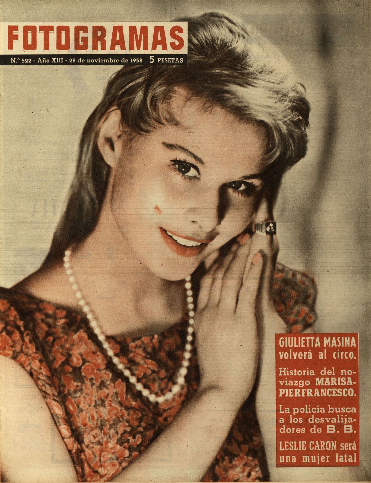 FOTOGRAMAS magazine side cover Issue 522 28 November 1958