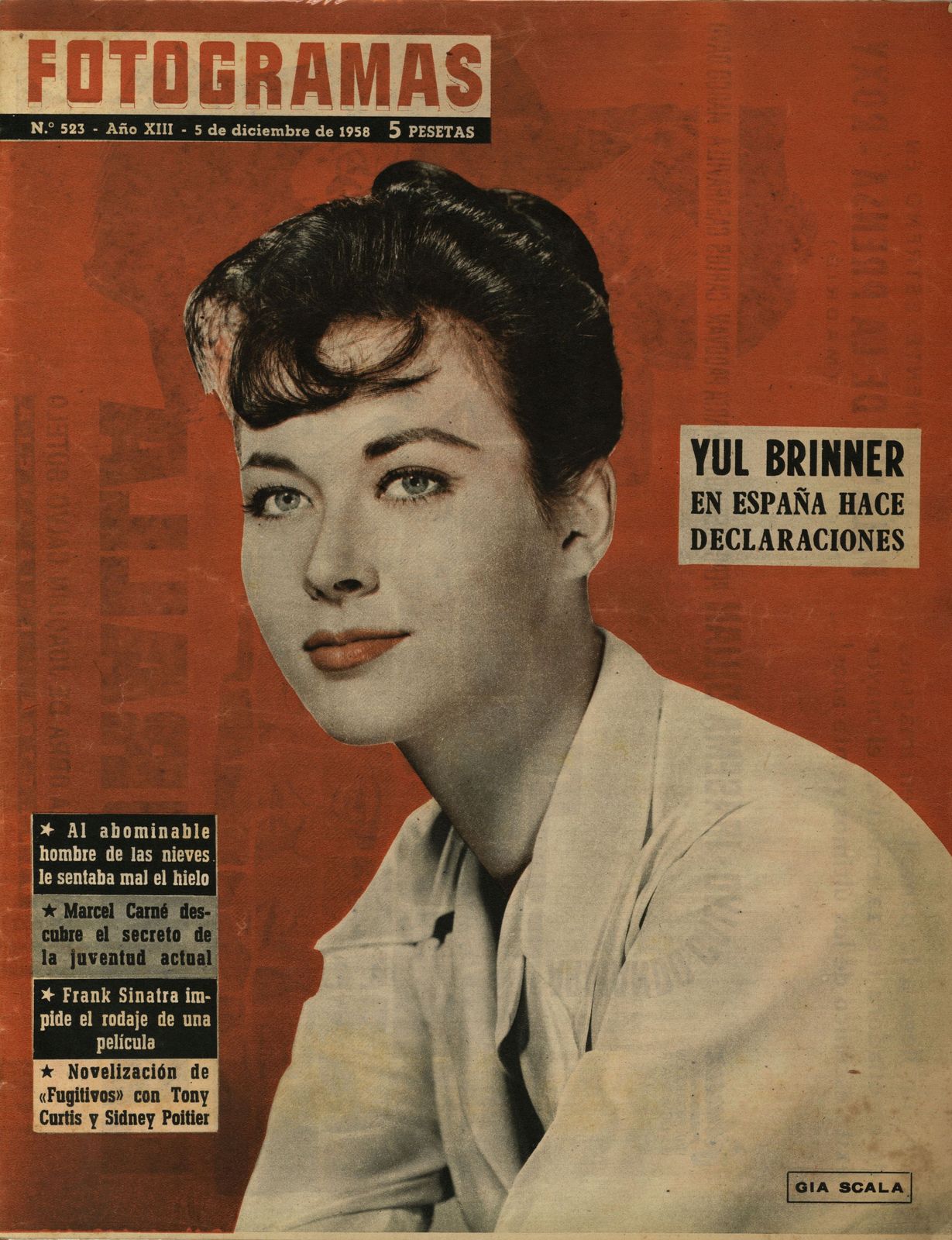 FOTOGRAMAS magazine side cover Issue 523 5 December 1958