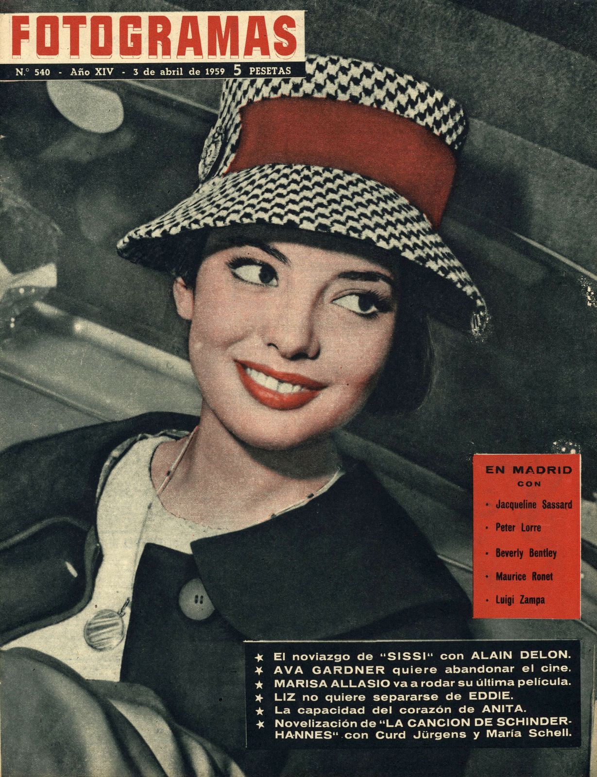 FOTOGRAMAS magazine side cover Issue 540 3 April 1959