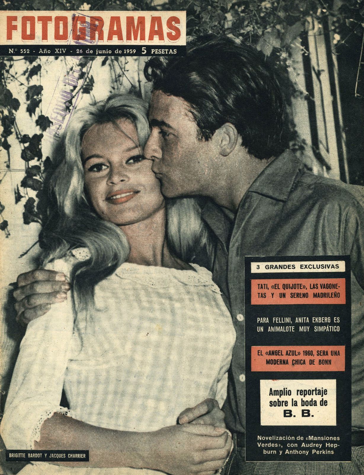 FOTOGRAMAS magazine side cover Issue 552 26 June 1959