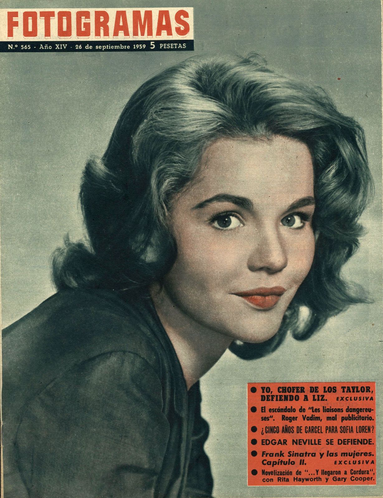 FOTOGRAMAS magazine side cover Issue 565 25 September 1959