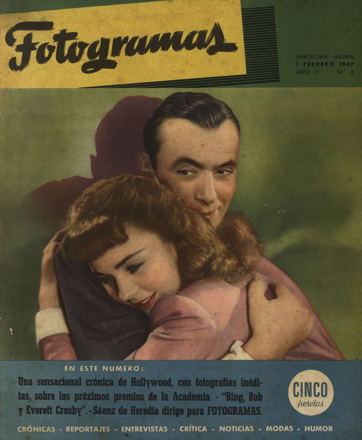 FOTOGRAMAS magazine side cover Issue 6 1 February 1947
