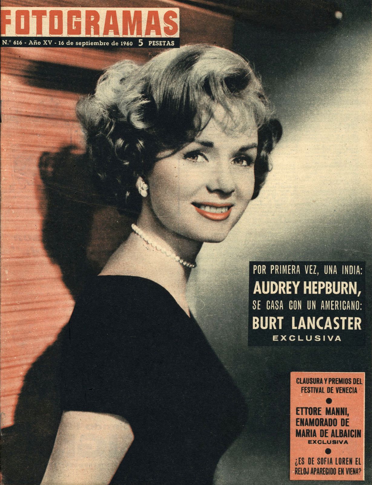 FOTOGRAMAS magazine side cover Issue 616 16 September 1960