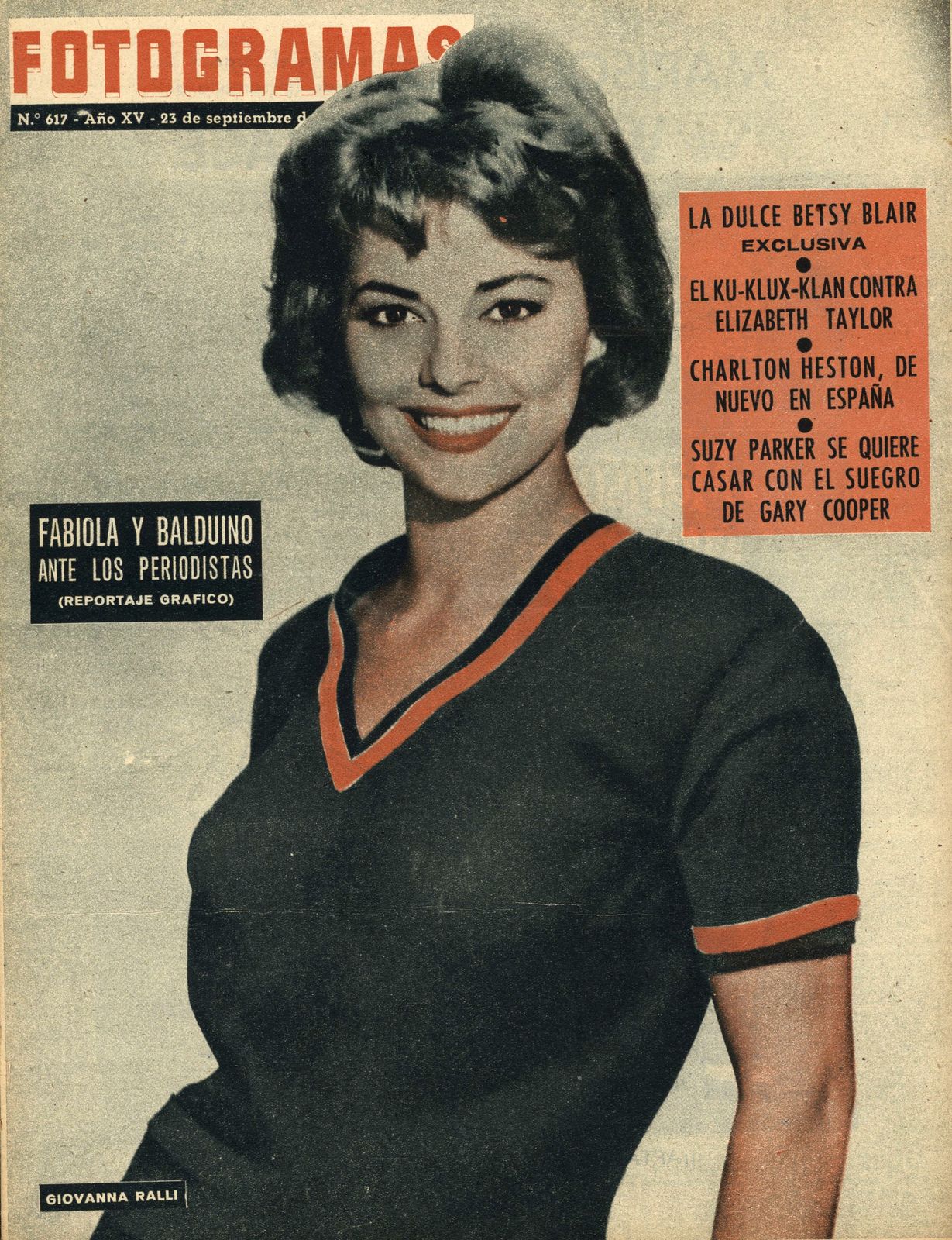 FOTOGRAMAS magazine side cover Issue 617 23 September 1960