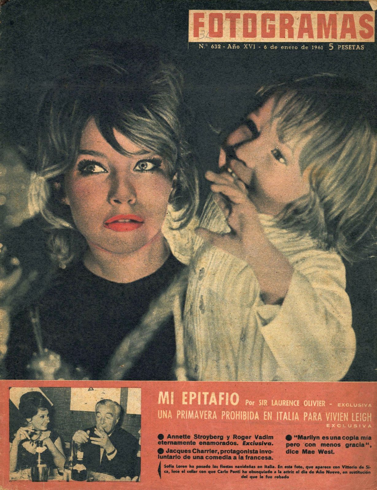 FOTOGRAMAS magazine side cover Issue 632 6 January 1961