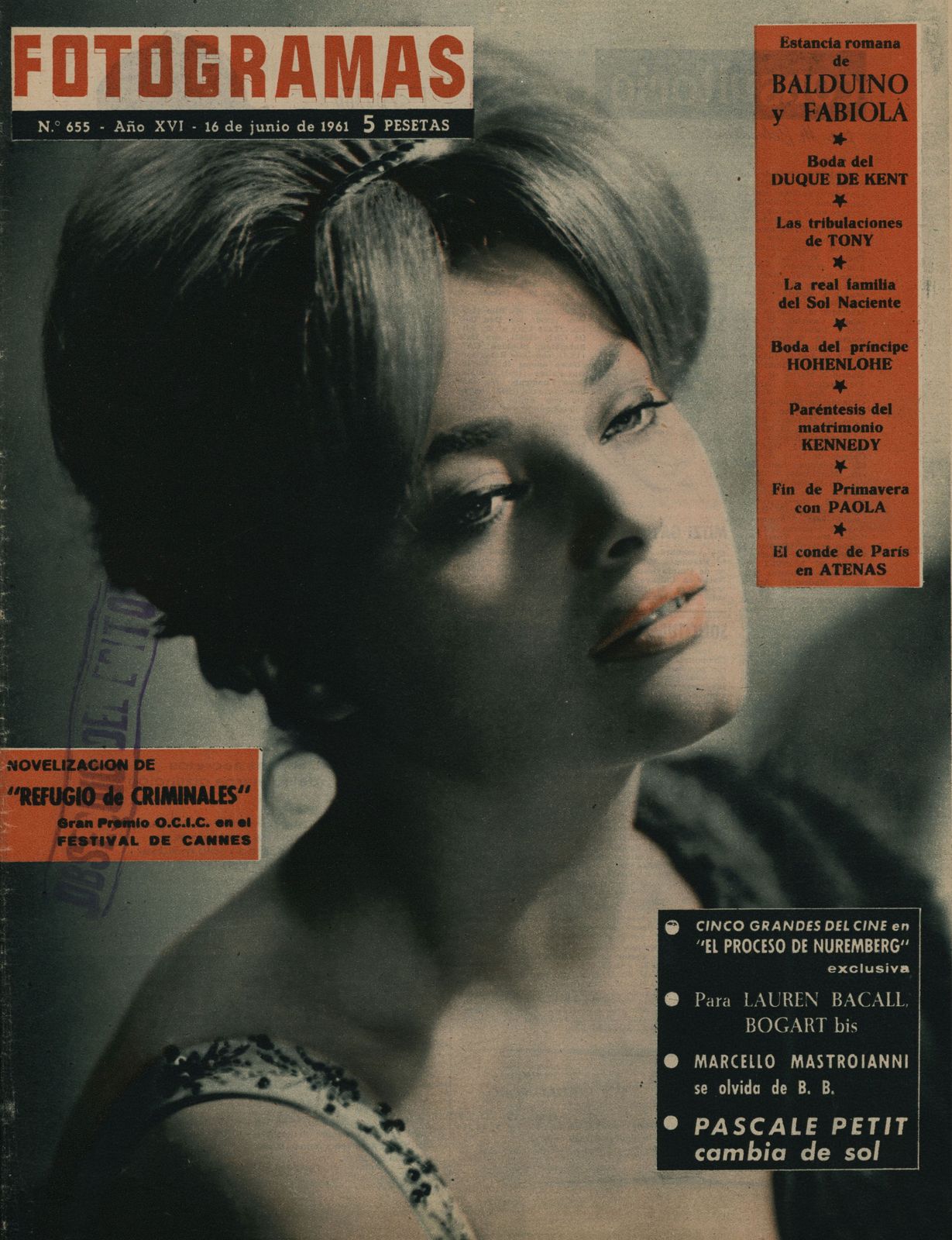 FOTOGRAMAS magazine side cover Issue 655 16 June 1961