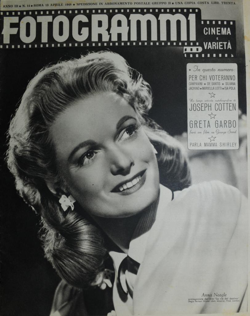 FOTOGRAMMI magazine side cover Issue 14 13 April 1948