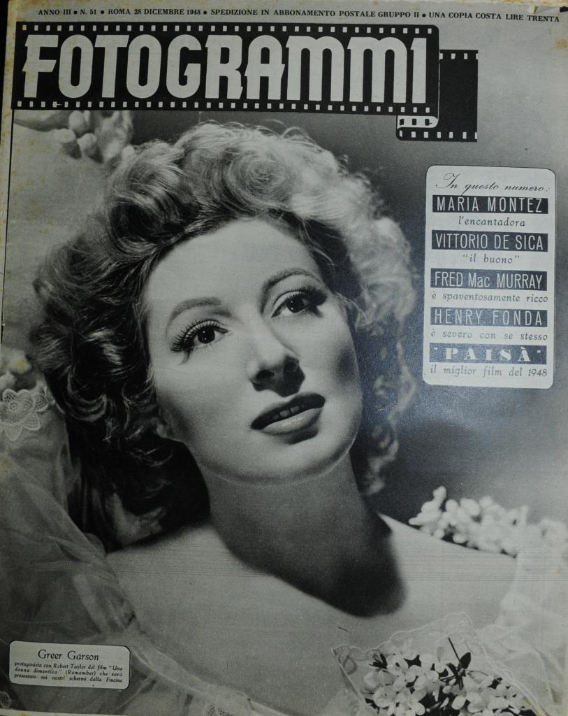 FOTOGRAMMI magazine side cover Issue 51 28 December 1948