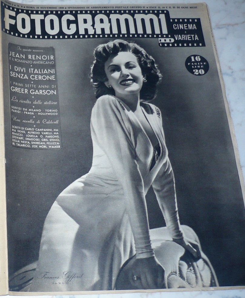 FOTOGRAMMI magazine side cover Issue 9 November 1946