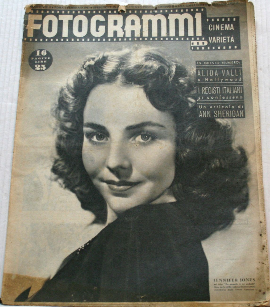 FOTOGRAMMI magazine side cover Issue 3 1 February 1947