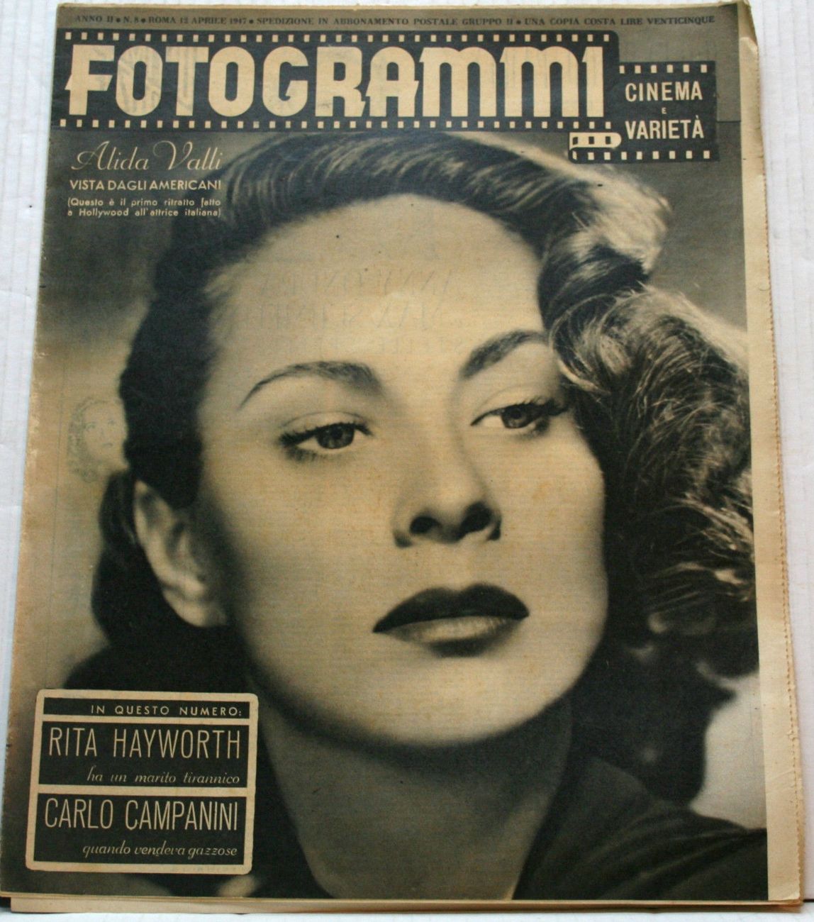 FOTOGRAMMI magazine side cover Issue 8 12 April 1947